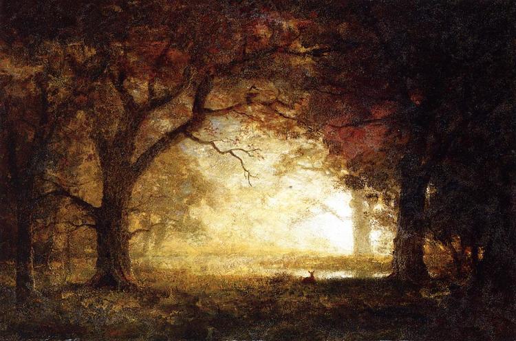 Albert Bierstadt Oil Painting Forest Sunrise